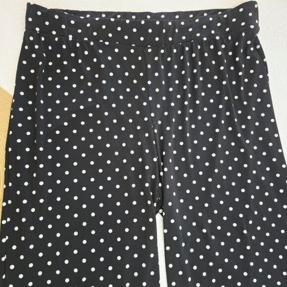 Chico's 3 Women's Pants Size XL 16 Black White Polka Dots Pull On Stretchy - Picture 3 of 12